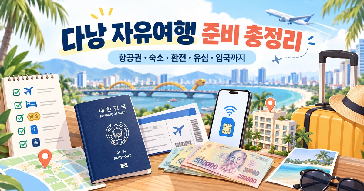 다낭 자유여행 준비 총정리 항공권 숙소 환전 유심 입국 대표 이미지