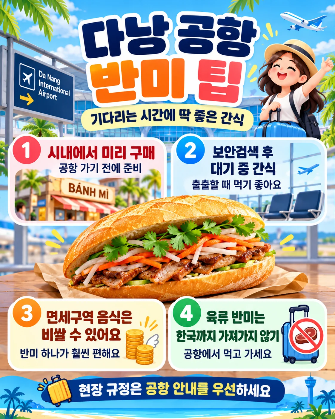 다낭 공항 탑승 대기 중 먹을 반미를 시내에서 준비하는 간식 팁