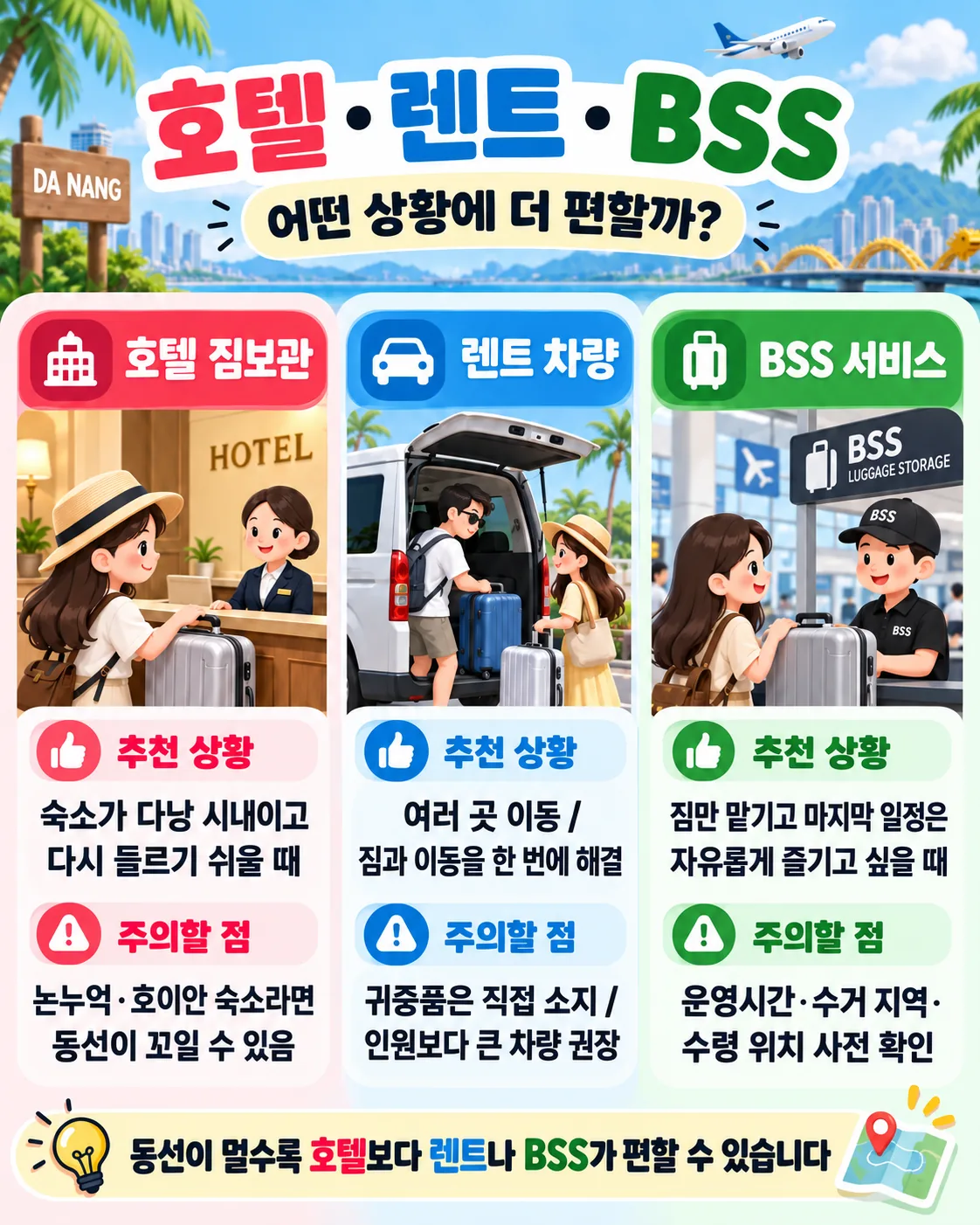 다낭 마지막날 호텔 짐보관 렌트 차량 BSS 서비스 상황별 비교