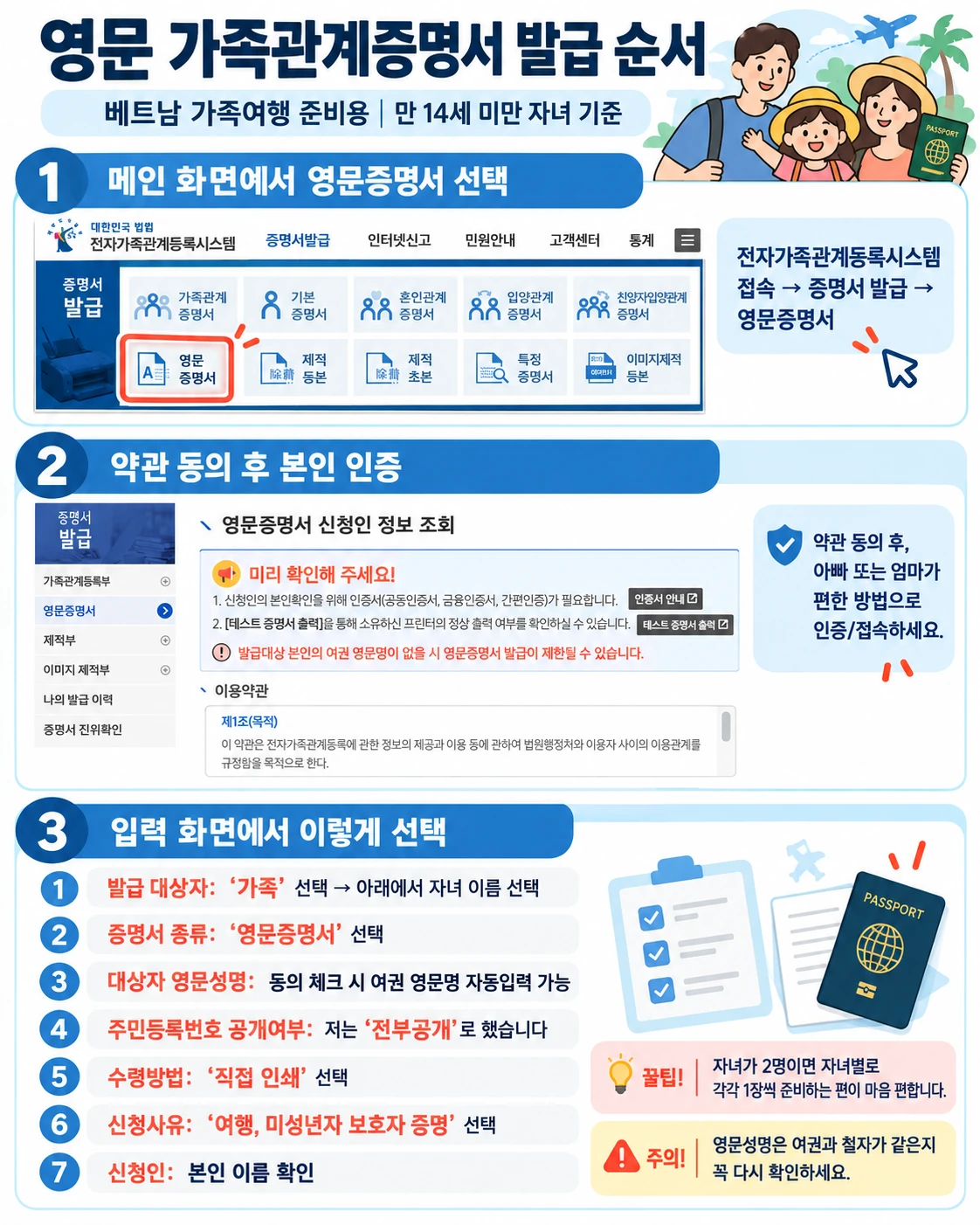 대한민국 법원 영문 가족관계증명서 발급 순서 안내